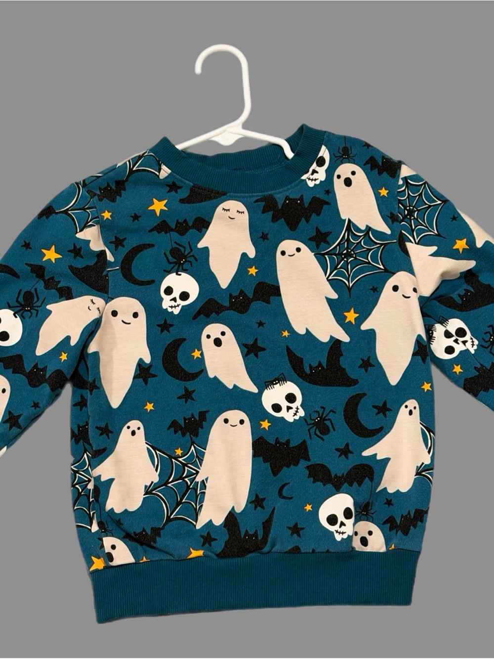 Little Sleepies Teal Ghost & Spiderweb Pullover